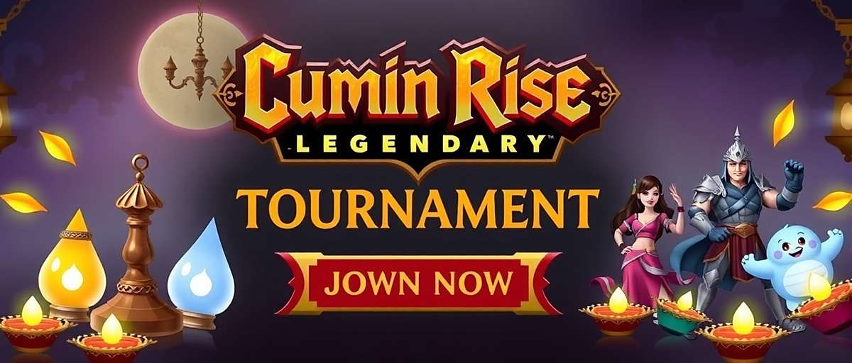 Cumin Rise Legendary Diwali tournament poster showing traditional lamps and game characters