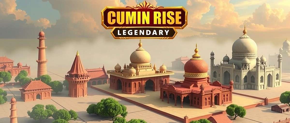Cumin Rise Legendary city building screen showing various structures inspired by Indian architecture